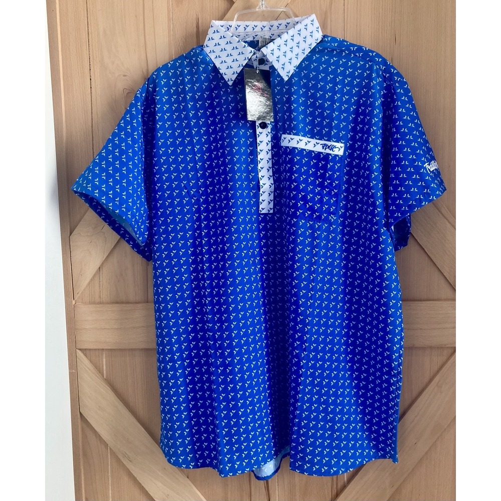 NWT Mens Trailer Park Golf Club Short Sleeve Button Up Large MudFlap Girls